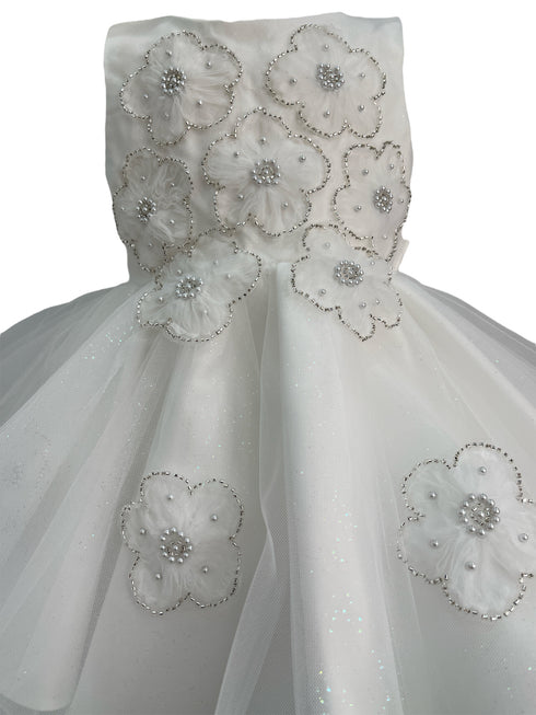 Baby Girls Daisy Sequin Pearl Tulle Flower Girl Dress 3-24M